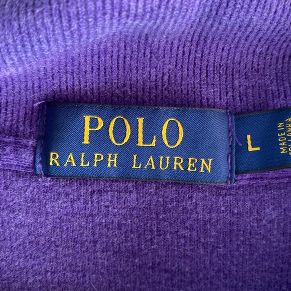 Mens Polo Ralph Lauren Blue Label Purple 1/4 Zip Sweater/Embroidered Logo L - Picture 10 of 10